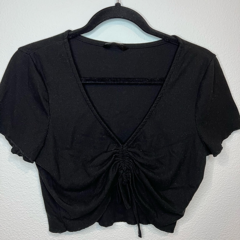 Black crop top with strings